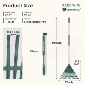 ORIENTOOLS 26-tine durable plastic head lifting leaves without damage