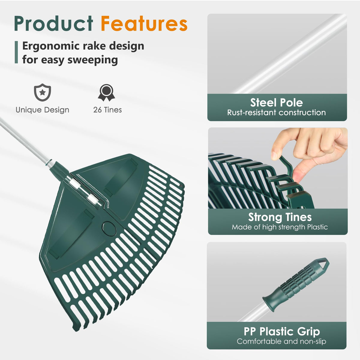 ORIENTOOLS collapsible 5-section handle for compact, easy storage