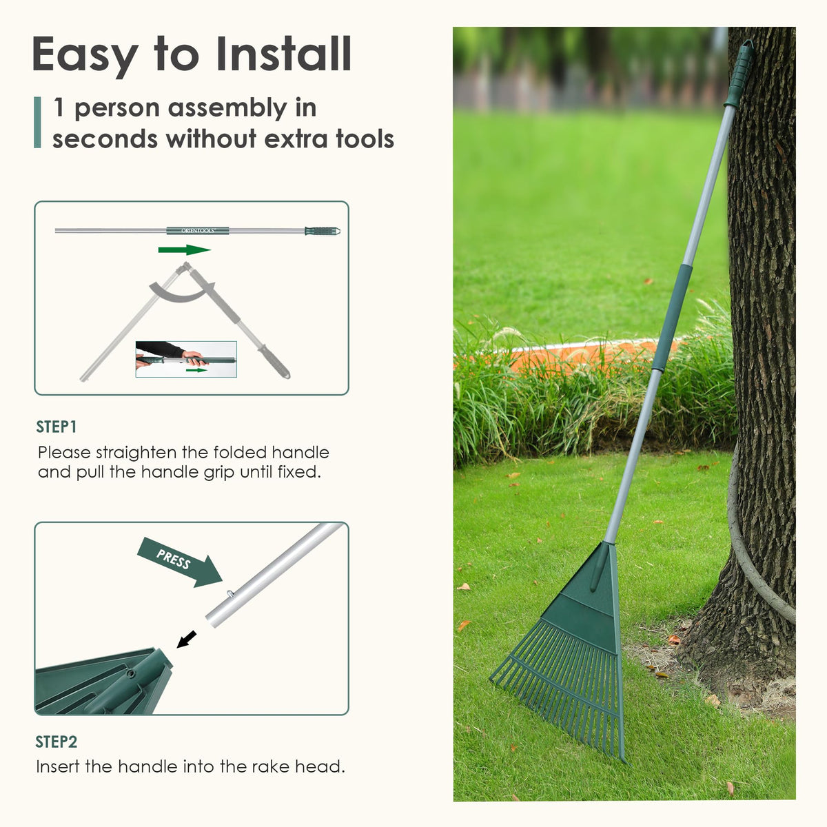 ORIENTOOLS foldable handle for easy storage and space saving