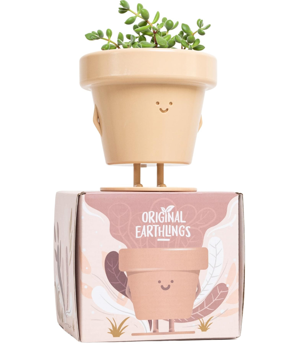 Original Earthlings standing pot 4inch smiley face on windowsill for small plants