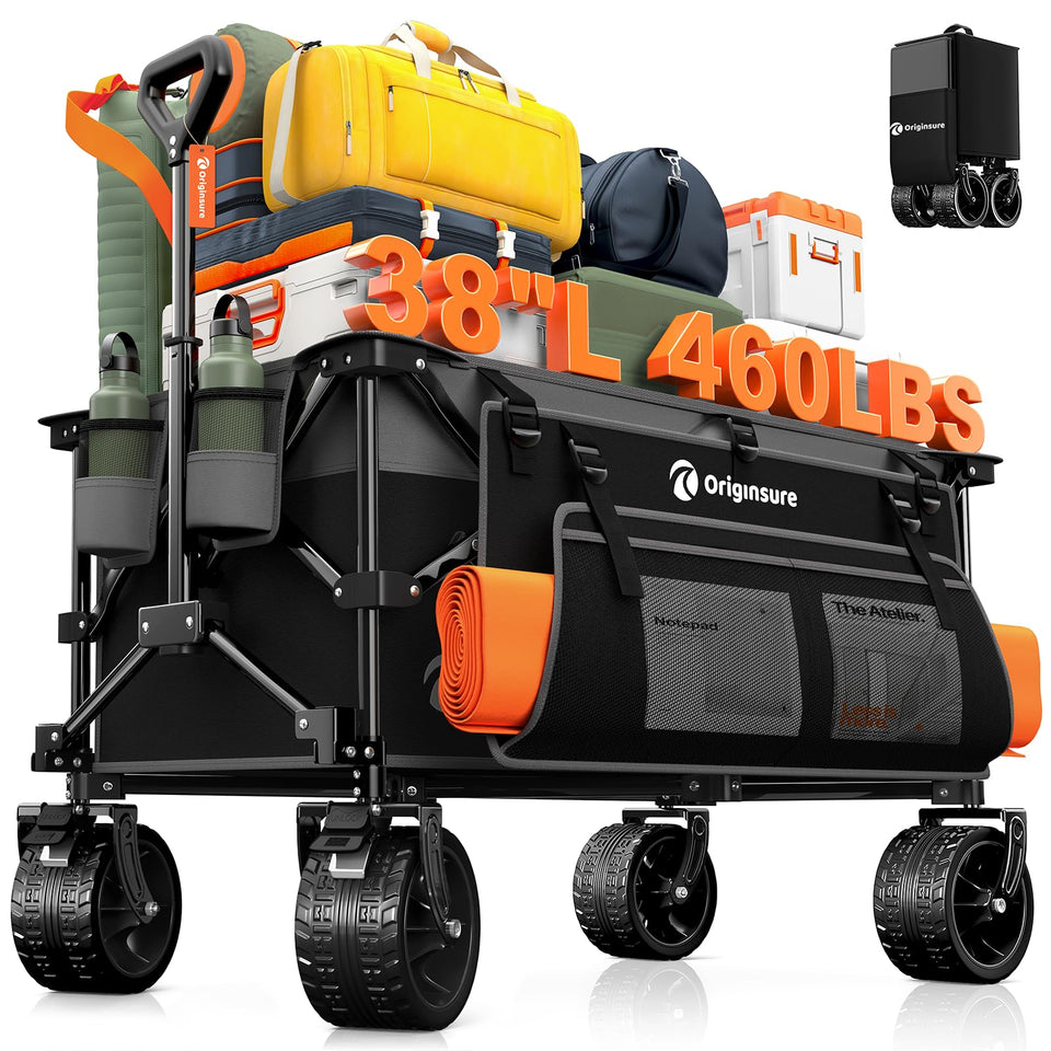 Originsure 220L foldable wagon unfolded with ample cargo space for groceries and gear.