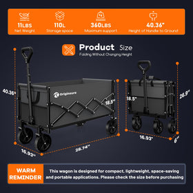 Originsure collapsible wagon 360-degree wheels enable effortless steering on varied terrain.