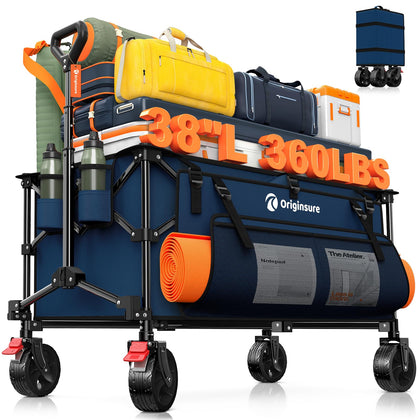 Originsure foldable wagon unfolded, 38-inch length for easy transport of gear.