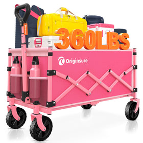 Originsure foldable wagon assembled shows a sturdy frame ideal for groceries and camping.