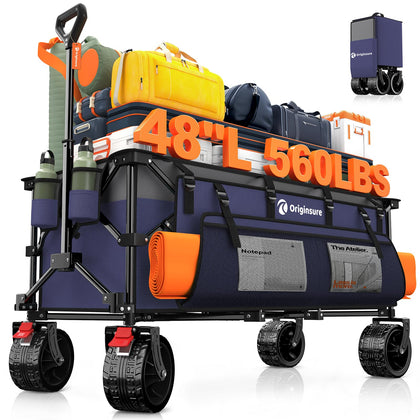 Originsure foldable wagon fully open showing 300L capacity for groceries and gear.