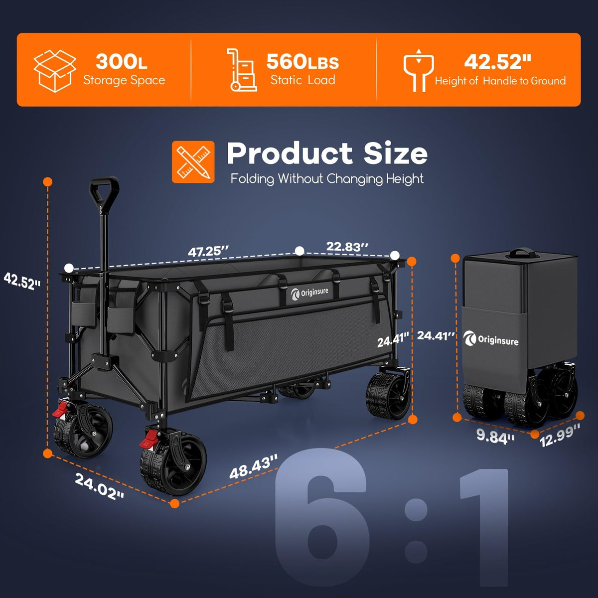 Originsure wagon folded compact size ready for trunk storage