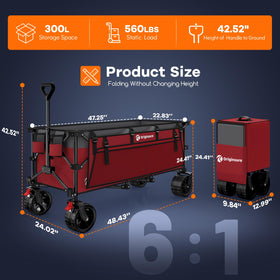 Originsure heavy-duty wagon demonstrates 560lbs capacity for big loads.
