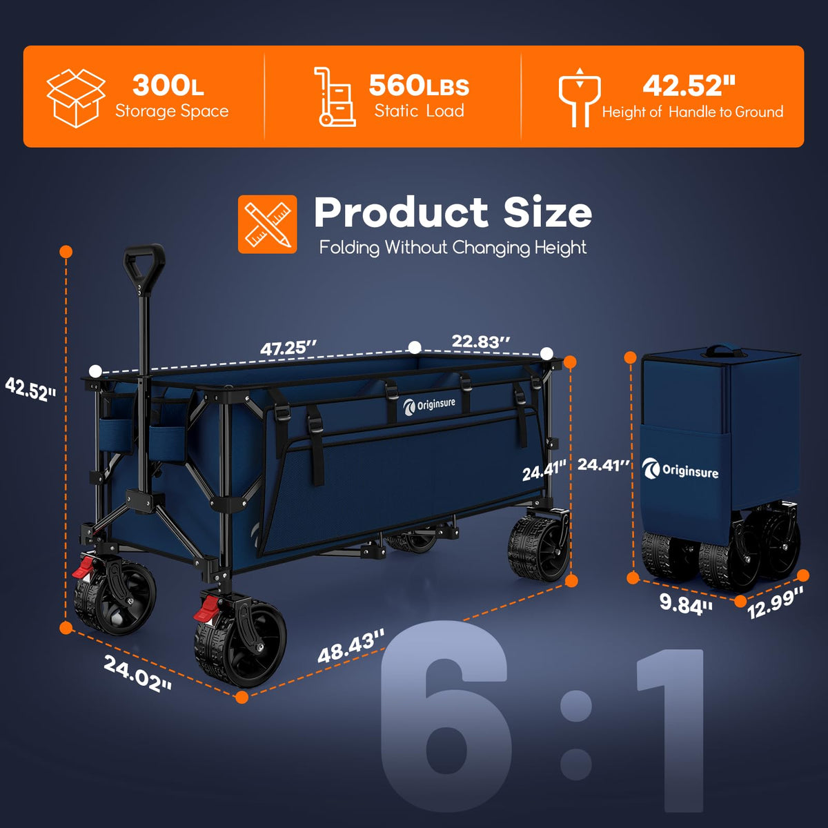 Originsure heavy-duty wagon with metal frame for lasting outdoor use.