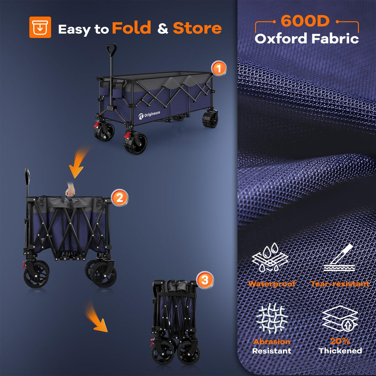 Originsure side-pocket storage keeps essentials within easy reach.