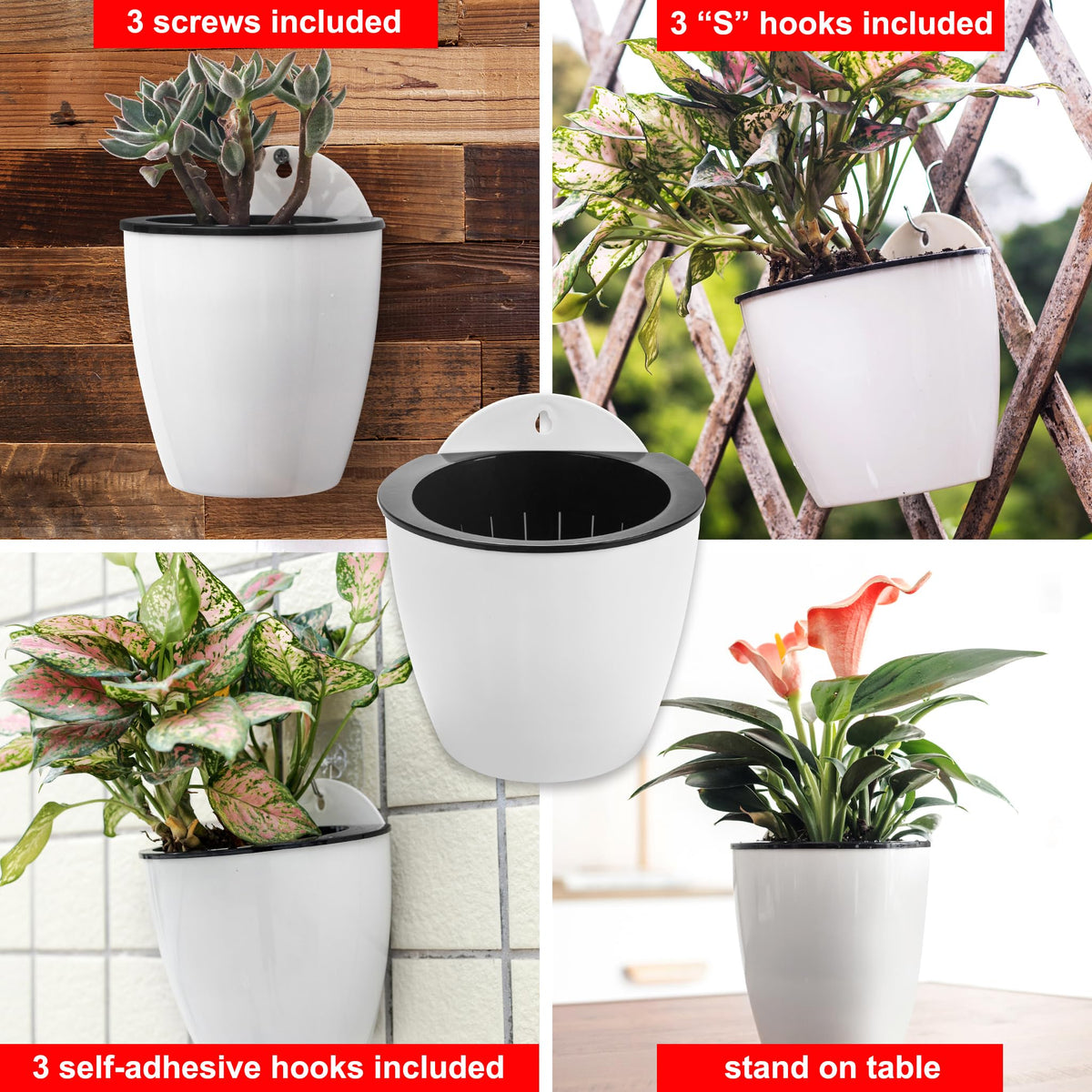 ORIMERC all-in-one package with hooks, screws and wicks for DIY watering