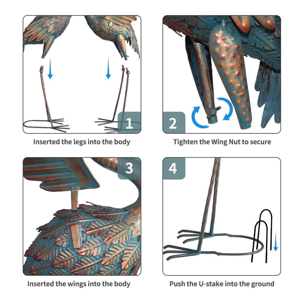 Oritty crane statues fit patios, lawns, and pool areas.