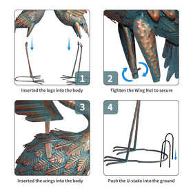 Oritty crane statues fit patios, lawns, and pool areas.