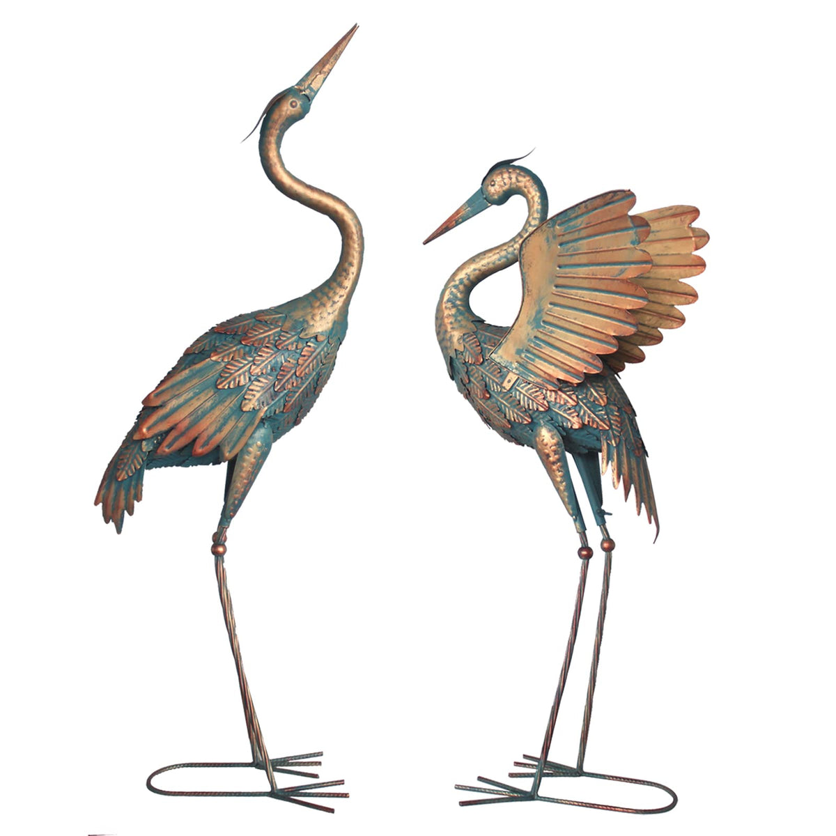 Oritty crane statues complement modern and rustic landscapes.