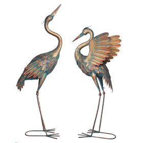 Oritty crane statues complement modern and rustic landscapes.