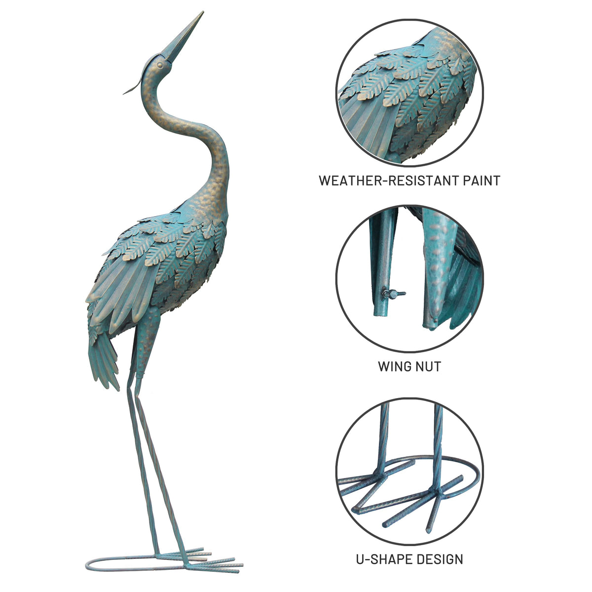 Oritty crane statue outdoor patio decor with lifelike pose