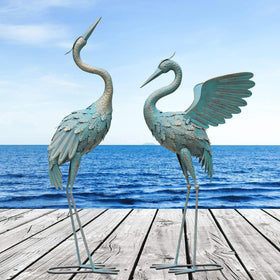 Oritty metal crane yard art ornament for durable outdoor display