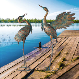 Oritty heron garden sculpture copper standing enhances porches and ponds.