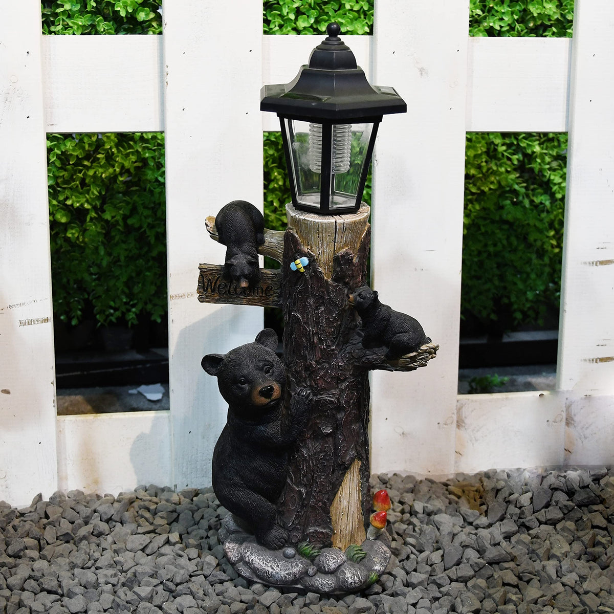 Oritty tree-detail bear garden figurine adds charm to patios and lawns