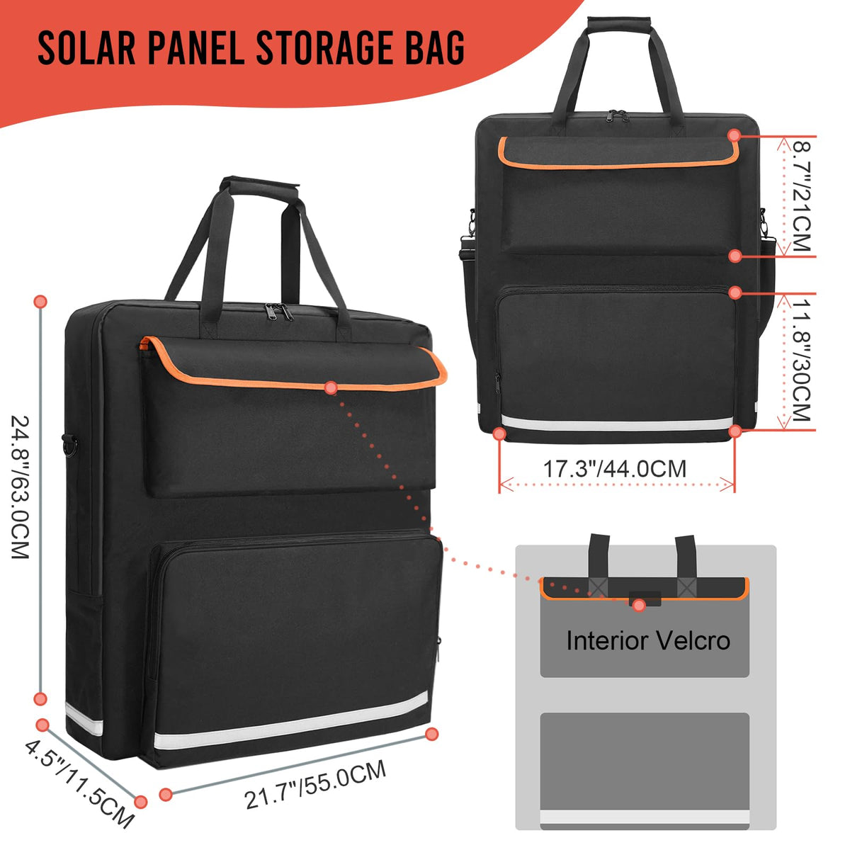 ORKELS double-layer compartments separate panels and accessories for easy packing.