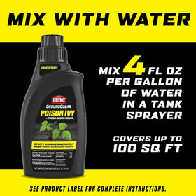 Ortho GroundClear Poison Ivy & Tough Brush Killer2 cautious-use note preserves desirable plants.