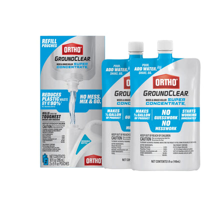 Ortho GroundClear refill pouch label for easy refills and fast weed control.