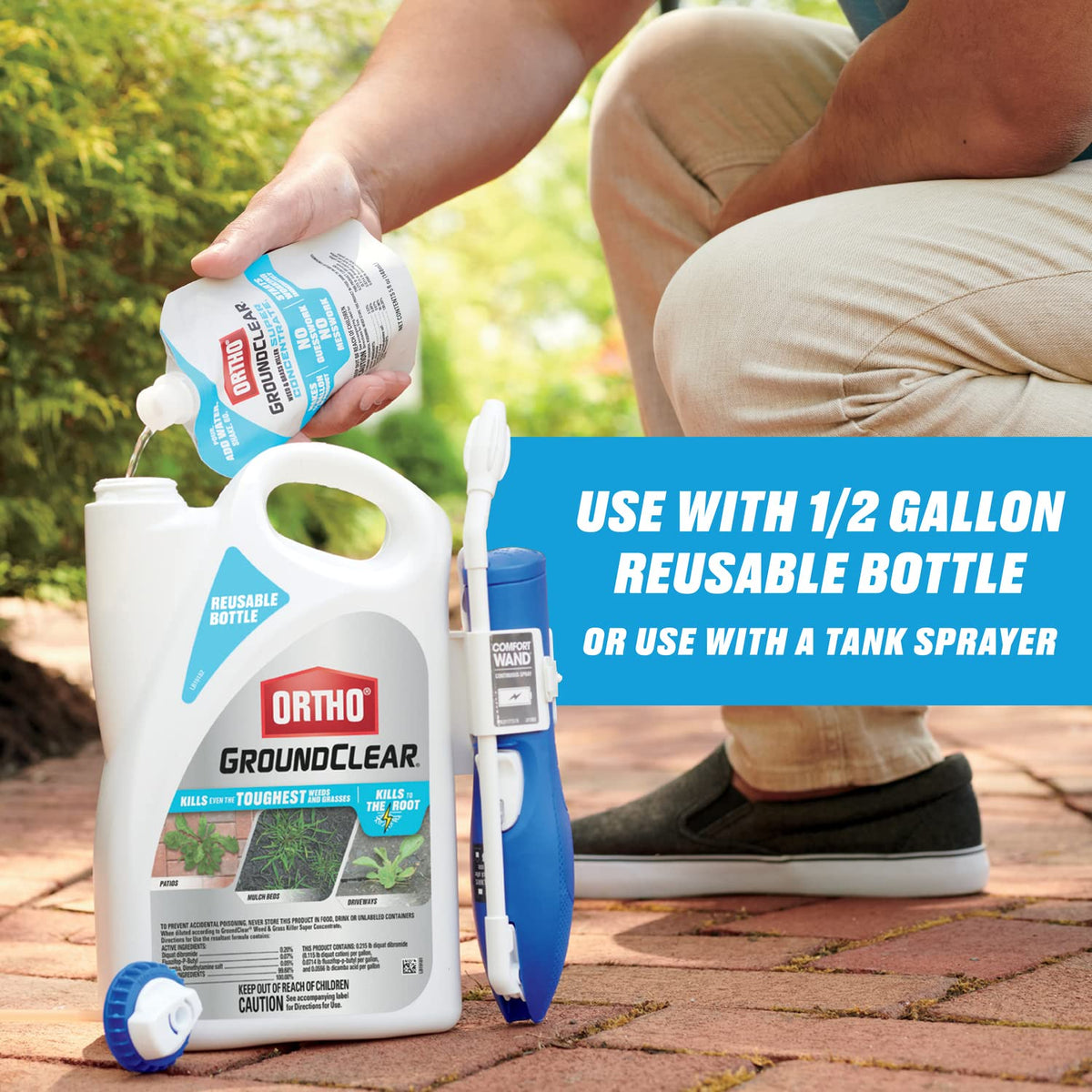 Ortho GroundClear use around planters shows safe, targeted weed control.
