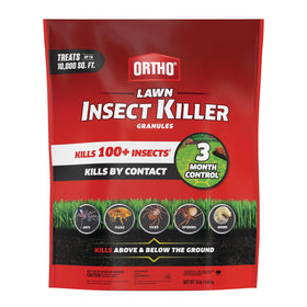 Ortho Lawn Insect Killer Granules in bag protect your lawn from over 100 listed insects.