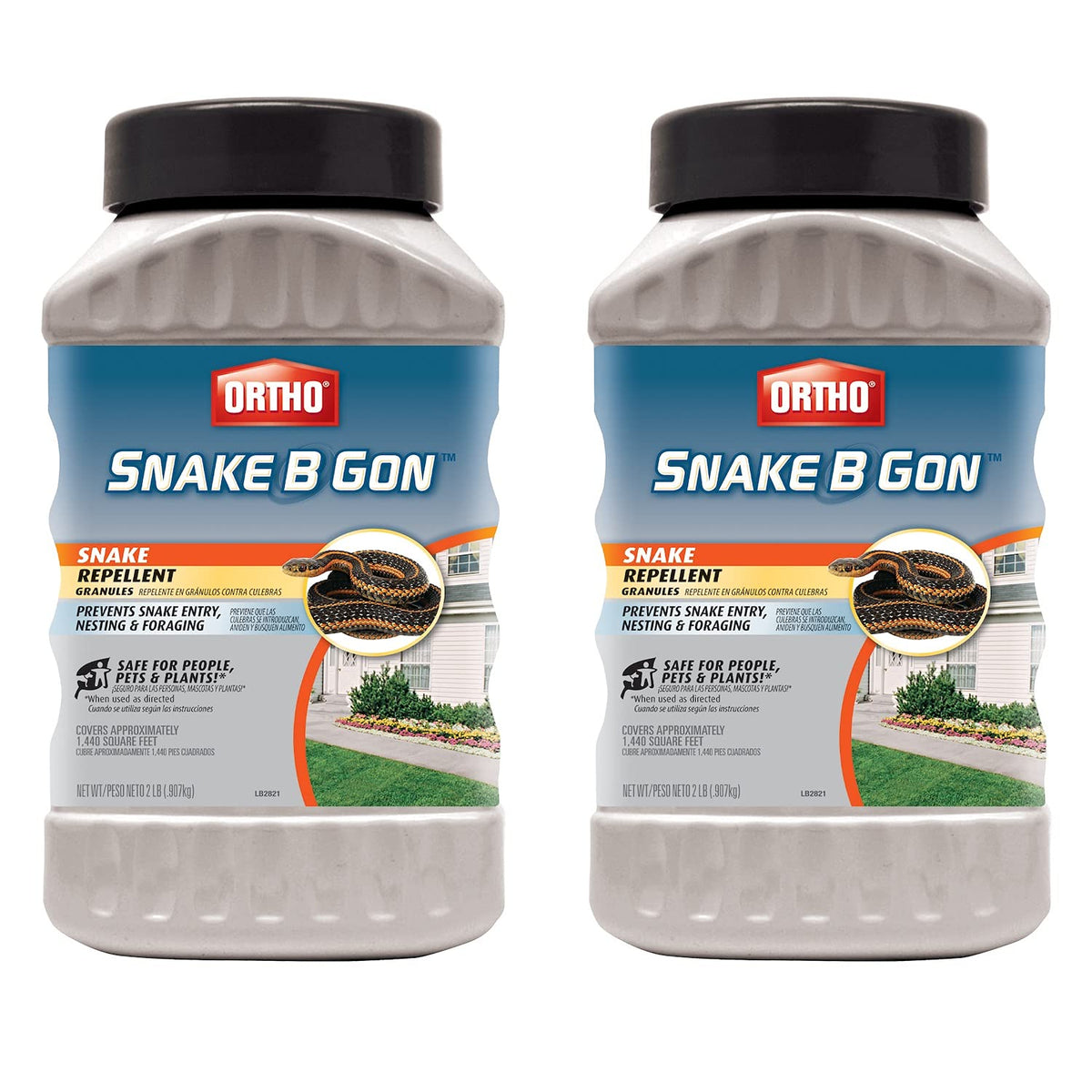 Ortho Snake-B-Gon granules in a bottle ready for outdoor use to deter snakes