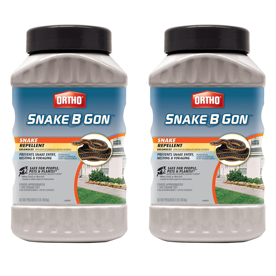 Ortho Snake-B-Gon granules in a bottle ready for outdoor use to deter snakes