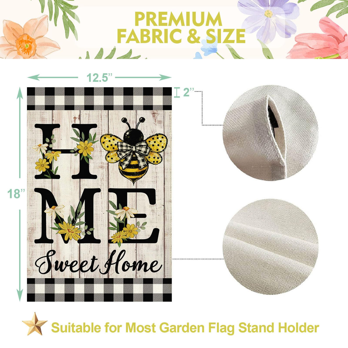 ORTIGIA 12.5x18 inch flag; compact size fits entryways, porches, and mailboxes.