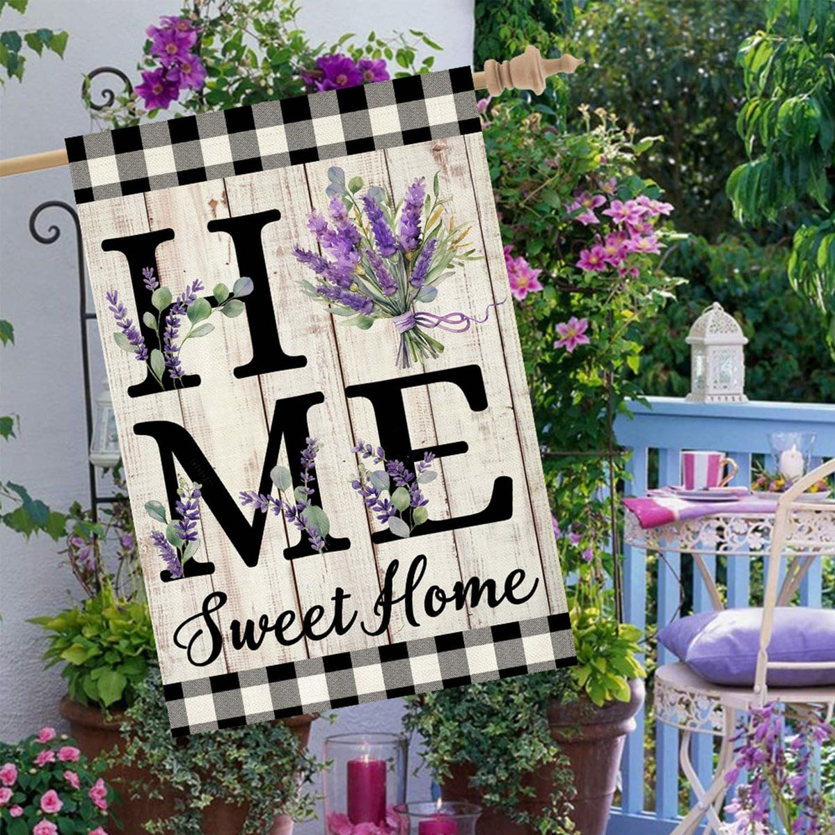 ORTIGIA burlap fabric flag texture enhances rustic garden decor