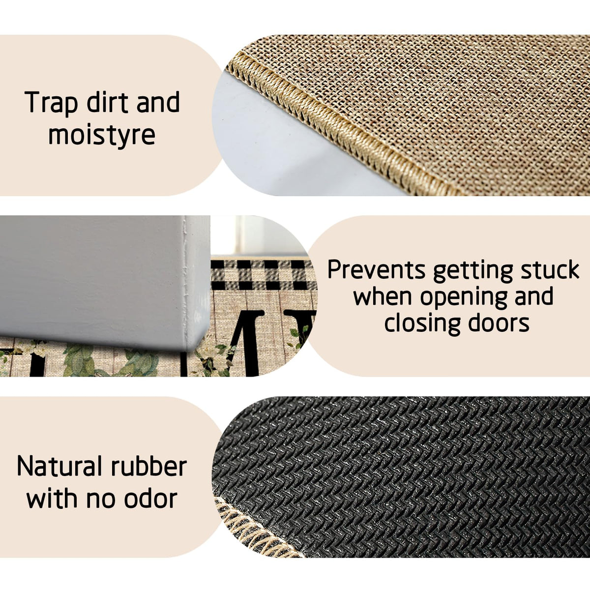 ORTIGIA burlap felt top doormat combines texture with durability.