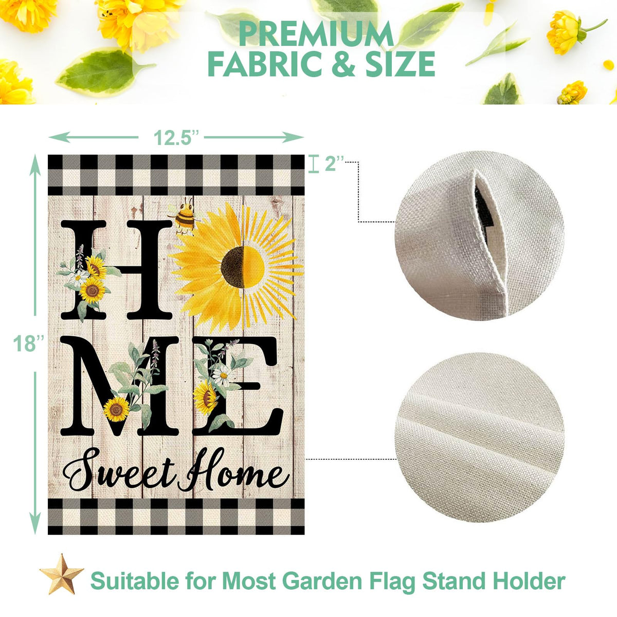 ORTIGIA burlap rustic flag adds farmhouse warmth outdoors