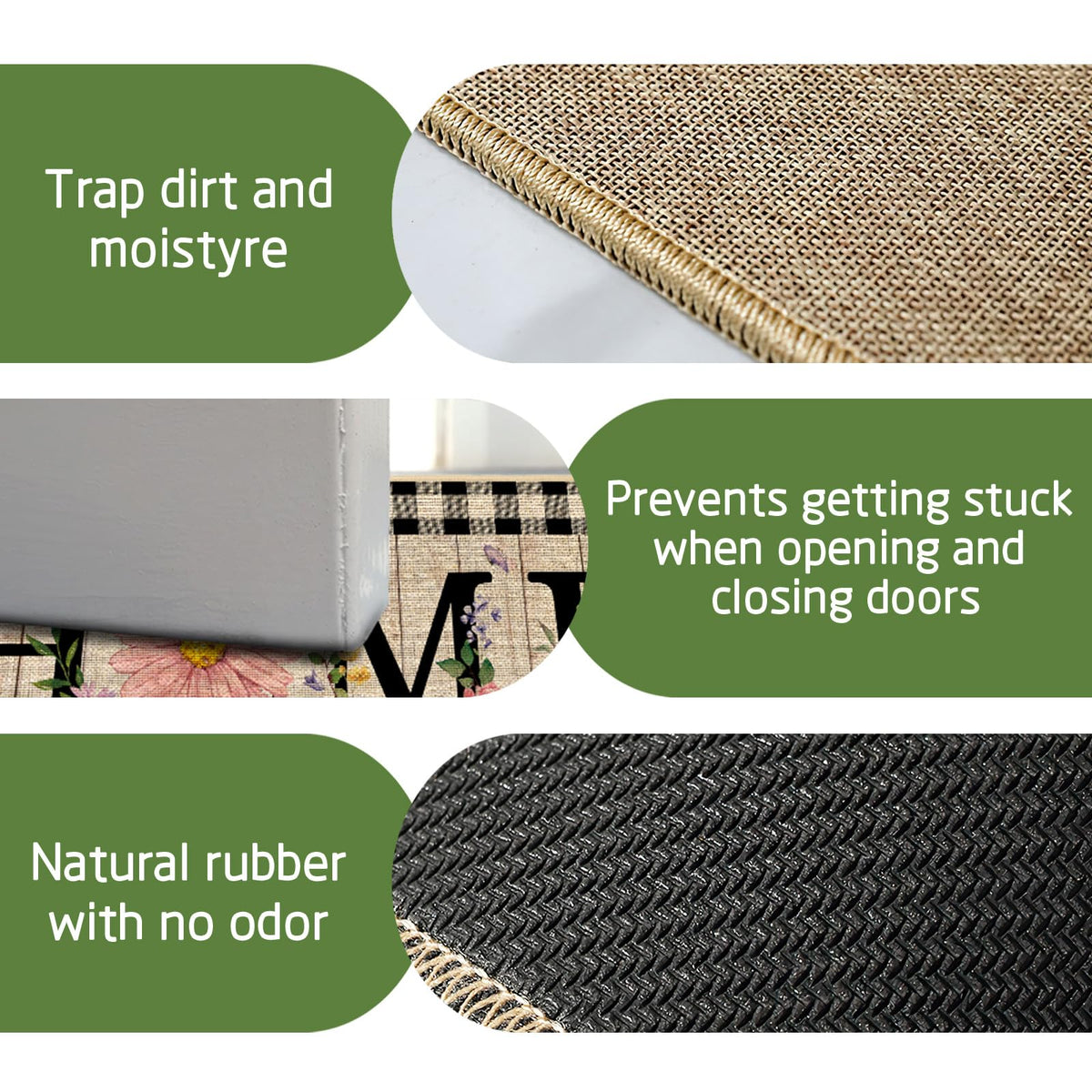 ORTIGIA burlap-top doormat provides dirt removal and soft underfoot feel.