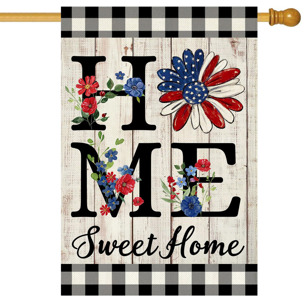 ORTIGIA Memorial Day burlap flag 28x40 for farmhouse curb appeal.
