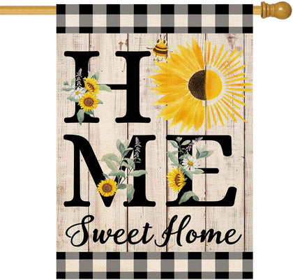ORTIGIA summer sunflower burlap flag, double-sided and weather-resistant for curb appeal
