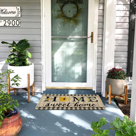 ORTIGIA Summer Sunflowers doormat all-season use for entryways and patios.