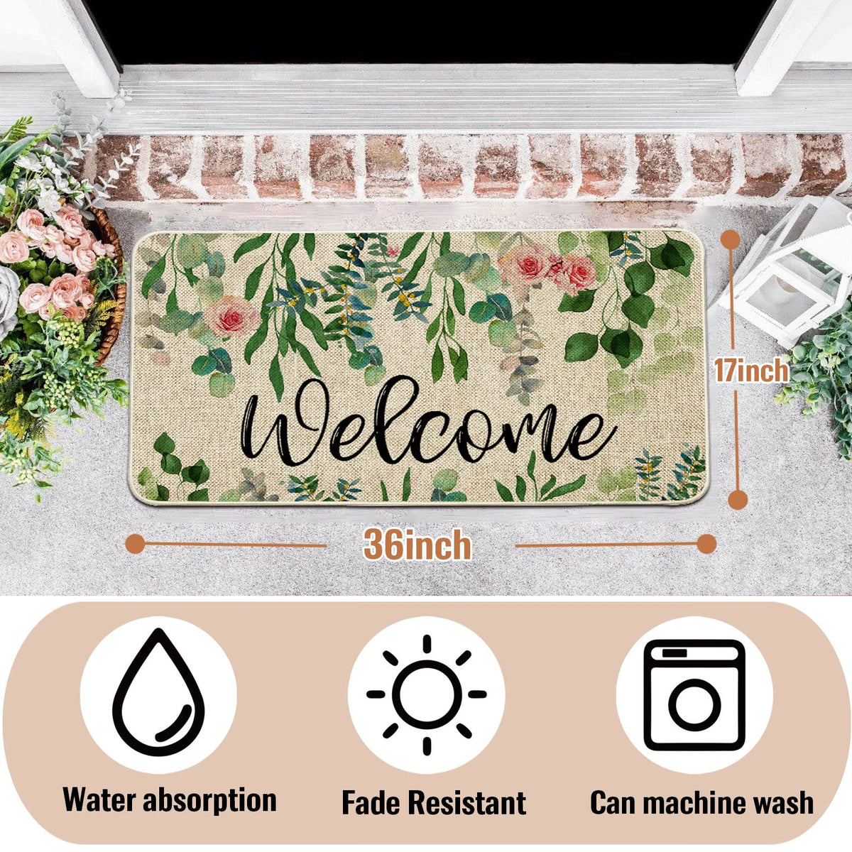 ORTIGIA Welcome Outdoor Doormat outdoor entry suitable for porch or yard