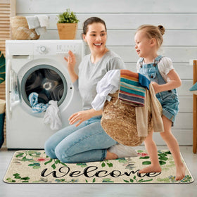 ORTIGIA Welcome Outdoor Doormat spring eucalyptus design enhances curb appeal