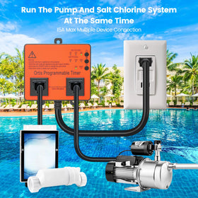 Ortis dual-socket setup powers pump and salt system for clean, efficient operation.