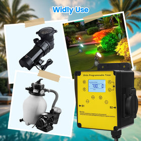 Ortis outdoor timer setup for pumps, lights, and fountains.