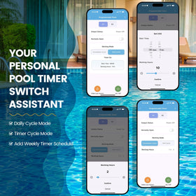 Ortis WiFi Pool Timer setup guide illustrating simple, wiring-free installation.