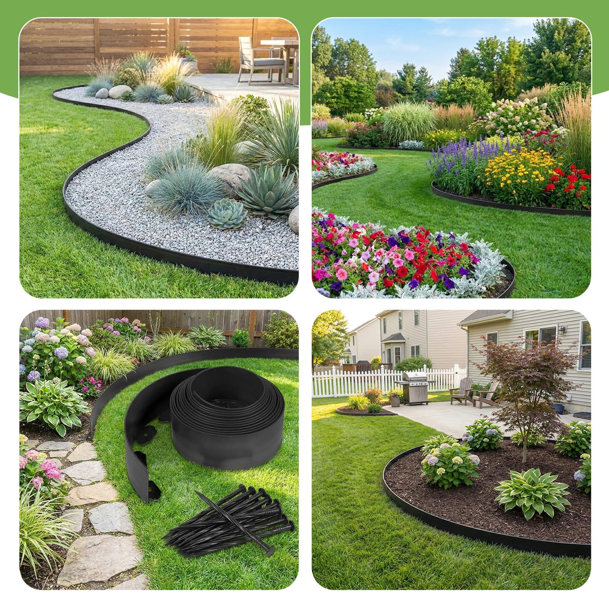 Ortusium curved edge installation along a garden path.