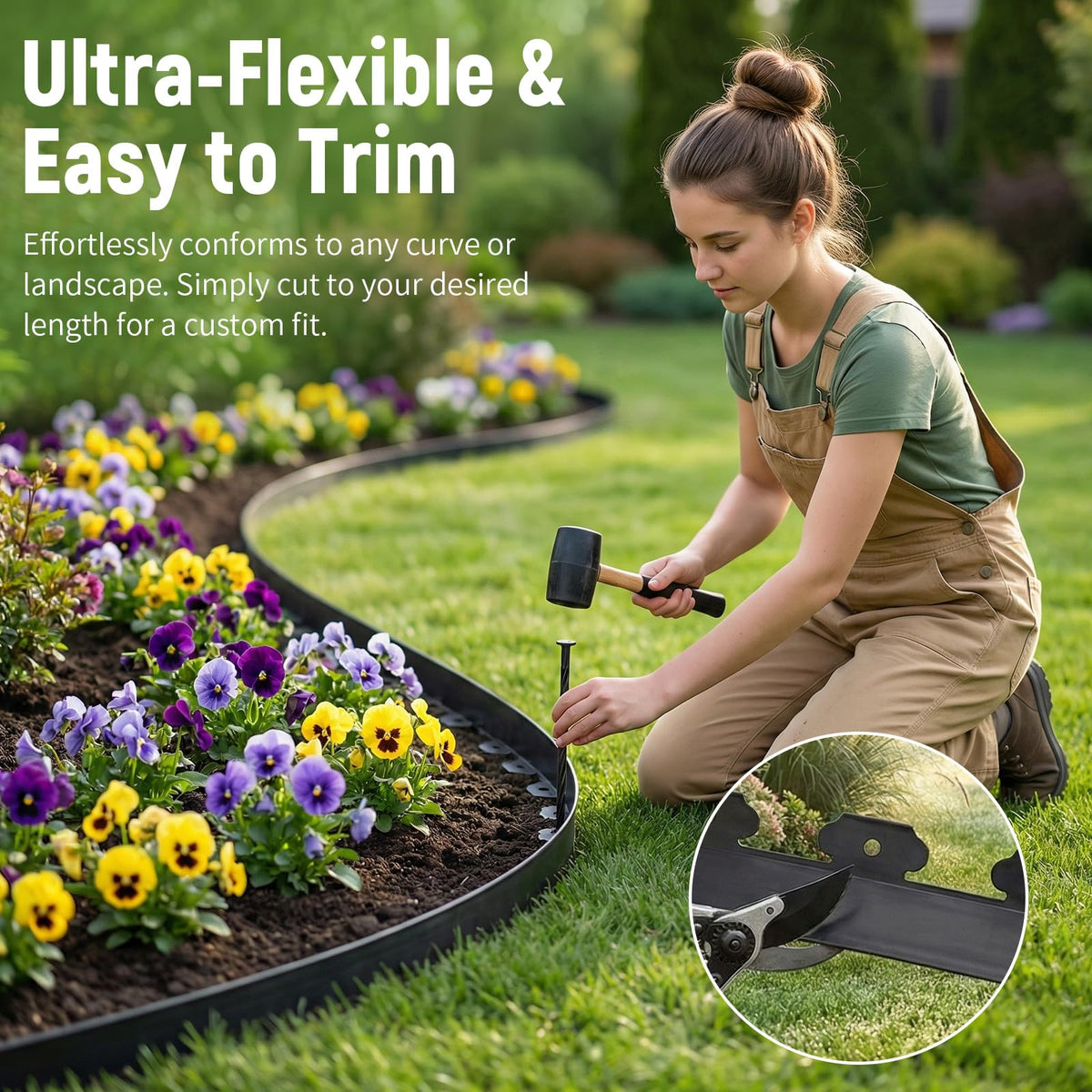 Ortusium edging stakes secure borders for stable landscaping.