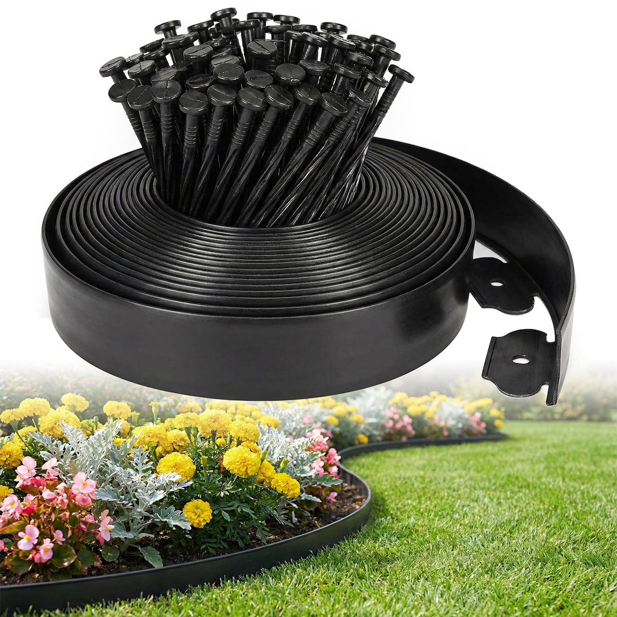 Ortusium garden edging kit clearly defines lawn borders for a neat yard.