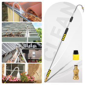 Orvella telescoping gutter cleaner wand for safe from-ground cleaning