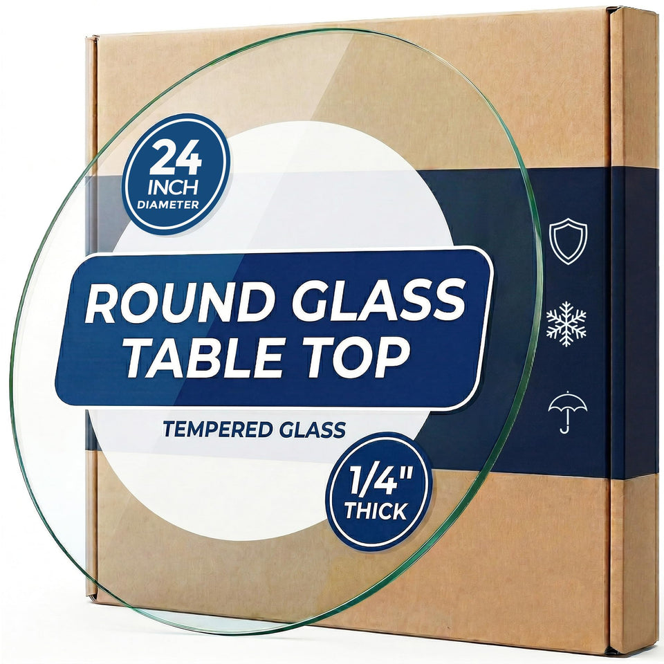 Orviana 18-inch round tempered glass top with polished edge for safe family dining