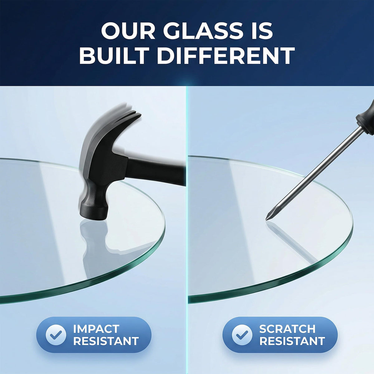 ORVIANA durable clear surface complements living and dining spaces.