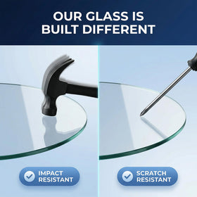 ORVIANA durable clear surface complements living and dining spaces.