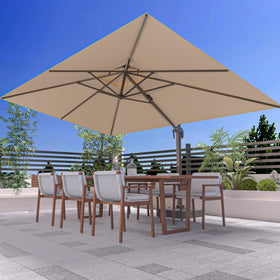 ORYNTREX 10x13 rectangle umbrella open provides broad shade for patios.